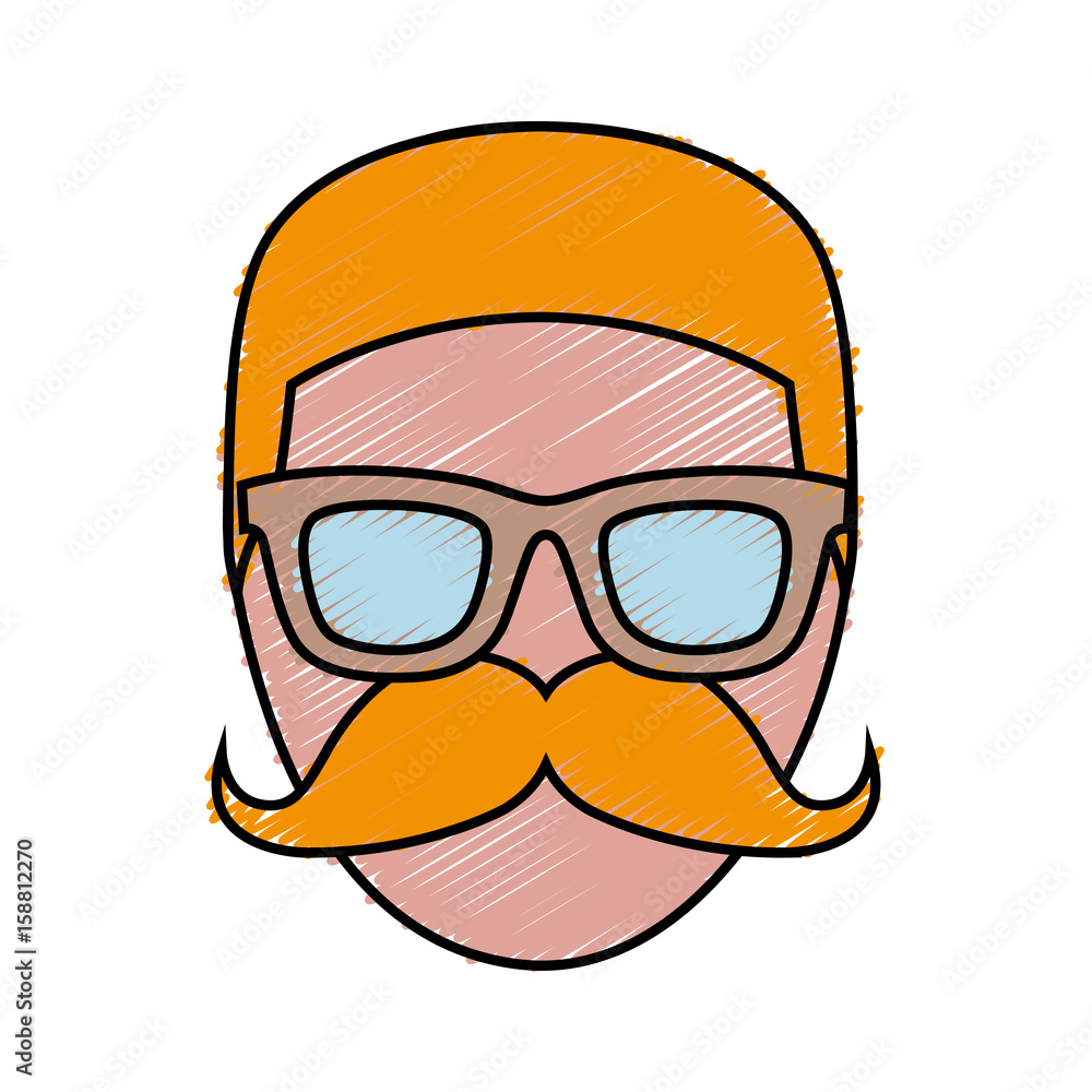 hipster man wearing glasses icon over white background colorful design vector illustration hipster man wearing glasses icon over white background colorful design vector illustration