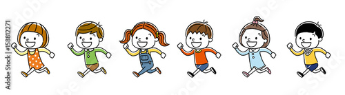 子供たち：走って通学する