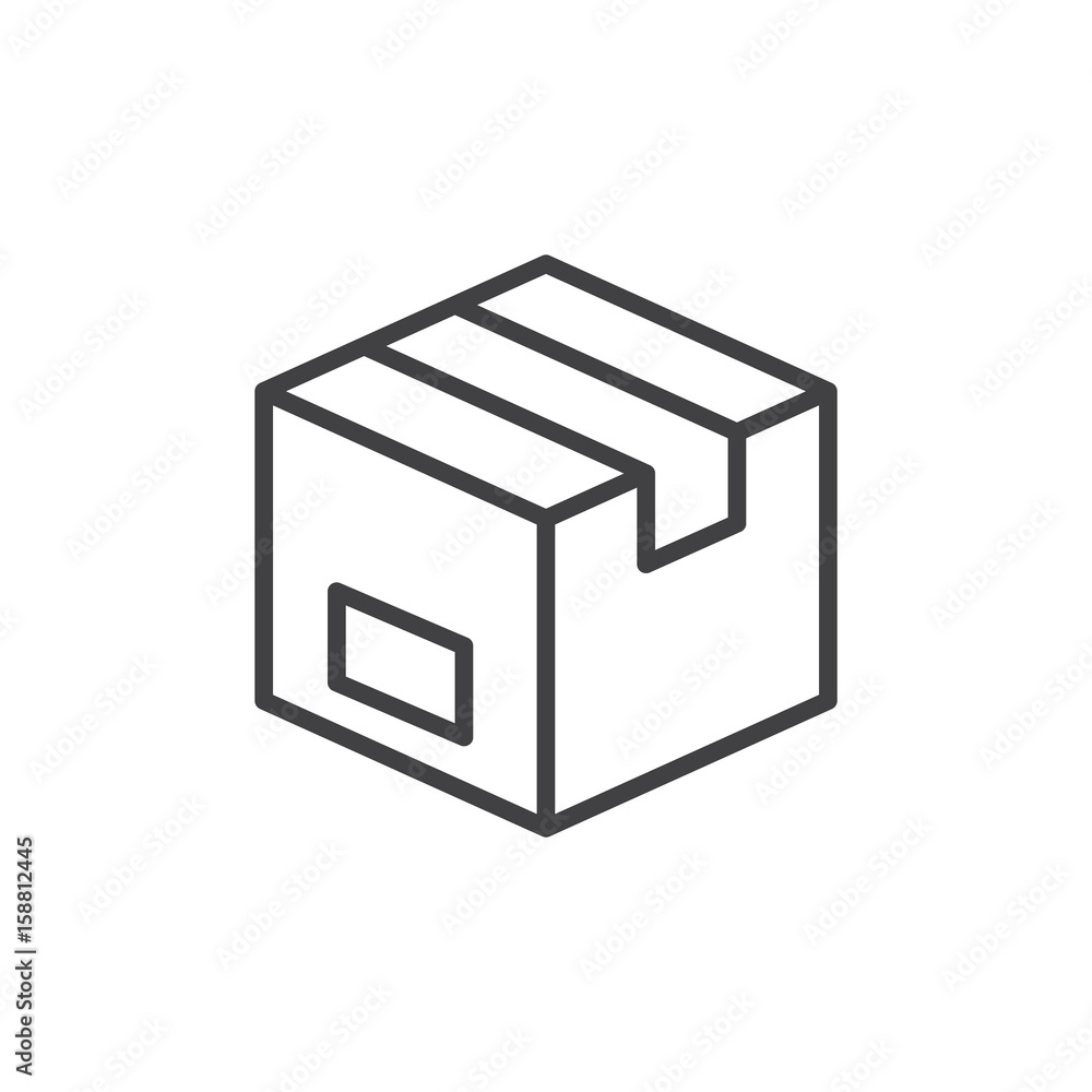 Parcel box line icon, outline vector sign, linear style pictogram isolated on white. Symbol, logo illustration. Editable stroke. Pixel perfect Parcel box line icon, outline vector sign, linear style pictogram isolated on white. Symbol, logo illustration. Editable stroke. Pixel perfect