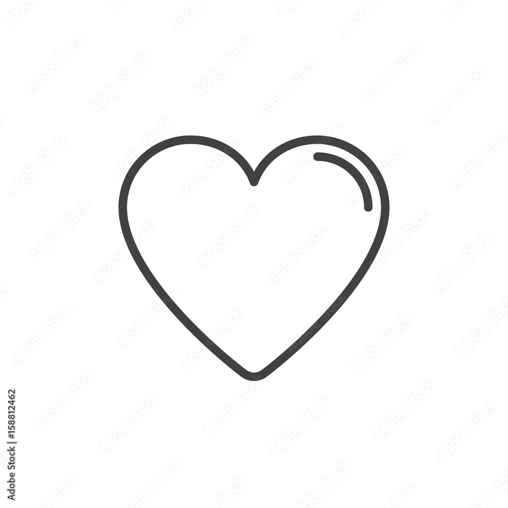 Heart, favorite line icon, outline vector sign, linear style pictogram isolated on white. Love symbol, logo illustration. Editable stroke. Pixel perfect