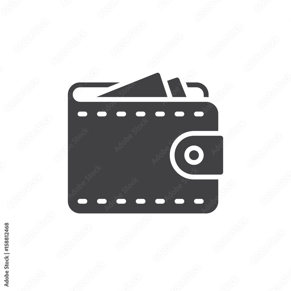 Wallet icon vector, filled flat sign, solid pictogram isolated on white. Symbol, logo illustration. Pixel perfect Wallet icon vector, filled flat sign, solid pictogram isolated on white. Symbol, logo illustration. Pixel perfect