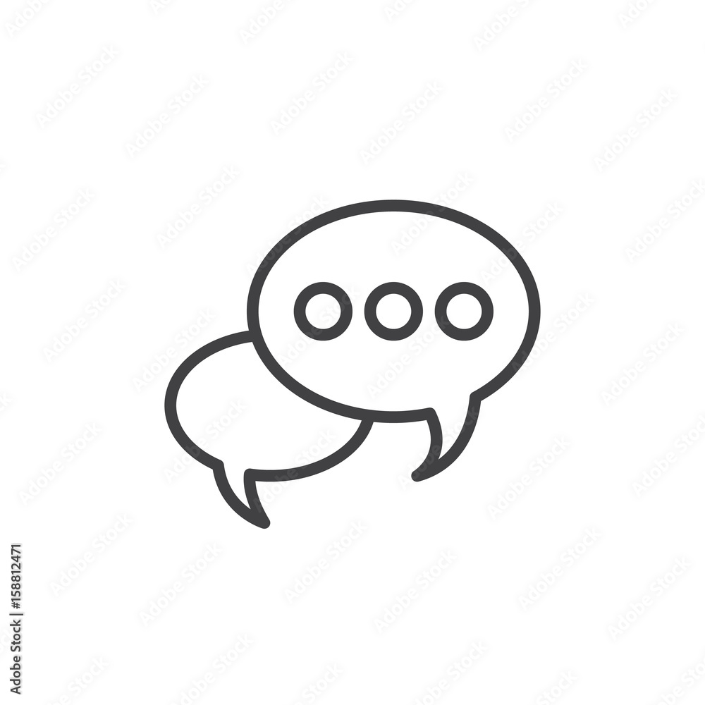 Speech bubble line icon, outline vector sign, linear style pictogram isolated on white. Chat symbol, logo illustration. Editable stroke. Pixel perfect Speech bubble line icon, outline vector sign, linear style pictogram isolated on white. Chat symbol, logo illustration. Editable stroke. Pixel perfect