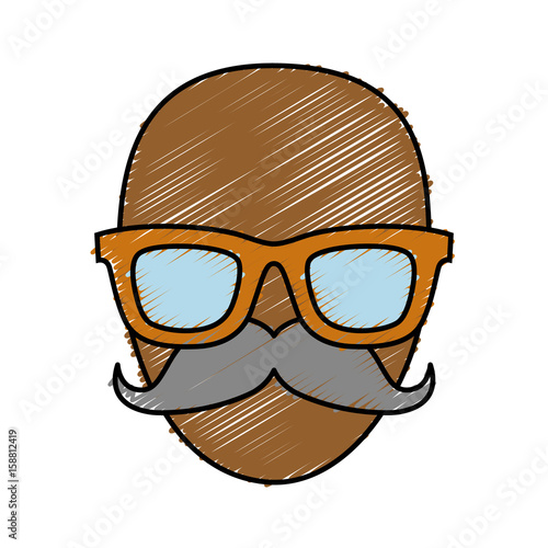 hipster man wearing glasses icon over white background colorful design vector illustration