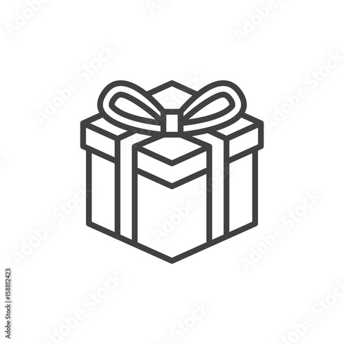 Gift box line icon, outline vector sign, linear style pictogram isolated on white. Present symbol, logo illustration. Editable stroke. Pixel perfect photo