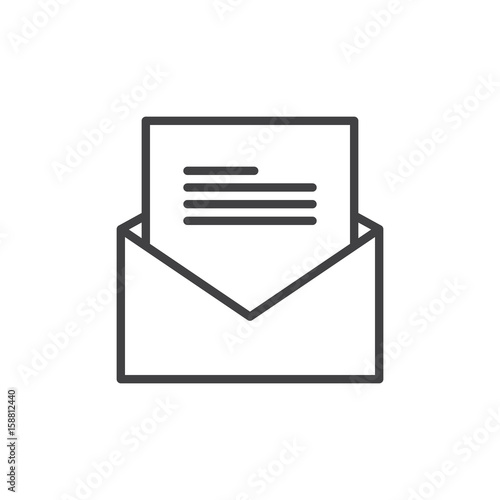 Letter, message line icon, outline vector sign, linear style pictogram isolated on white. Symbol, logo illustration. Editable stroke. Pixel perfect