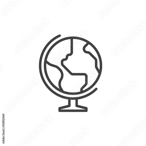 Earth globe line icon, outline vector sign, linear style pictogram isolated on white. Symbol, logo illustration. Editable stroke. Pixel perfect