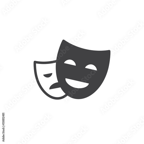Theater masks icon vector, filled flat sign, solid pictogram isolated on white. Symbol, logo illustration. Pixel perfect