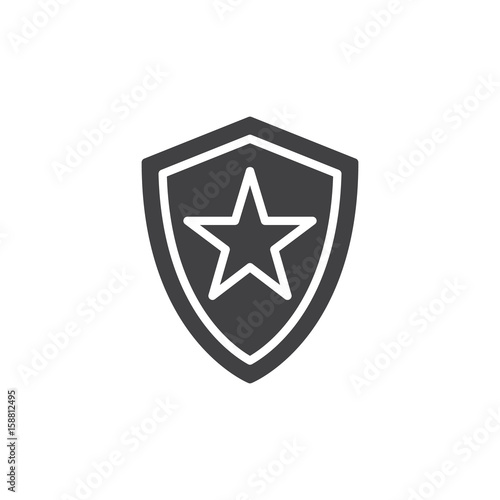 Shield with star icon vector  filled flat sign  solid pictogram isolated on white. Symbol  logo illustration. Pixel perfect