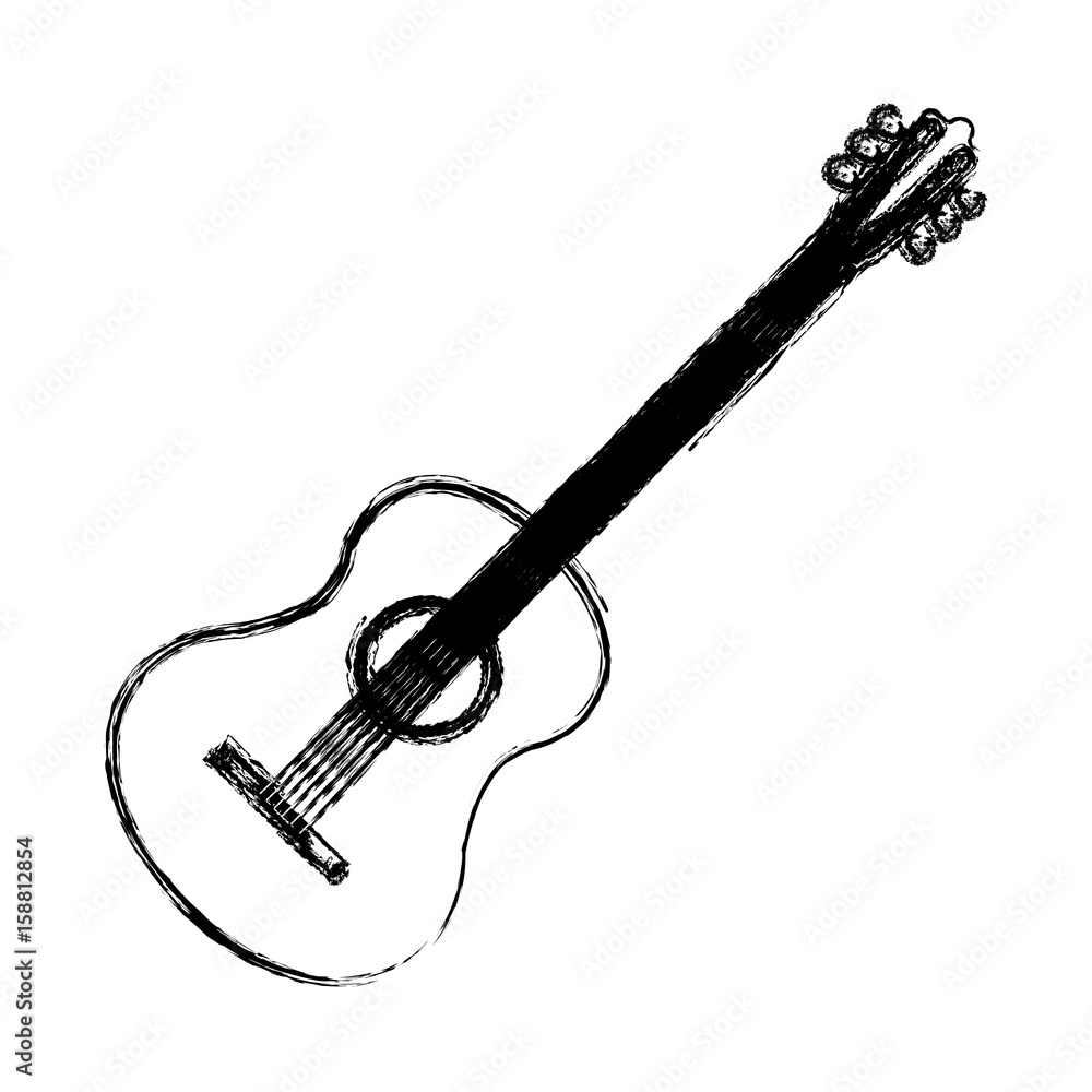 Fototapeta premium guitar instrument icon over white background vector illustration