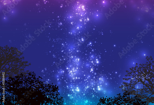森の向こう　天の川　星空