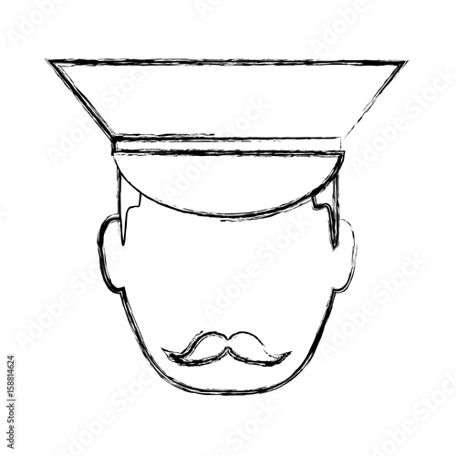 bellboy man face with a hat icon over white background vector illustration