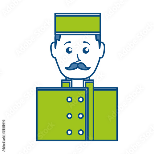 cartoon bellboy man icon over white background colorful design vector illustration