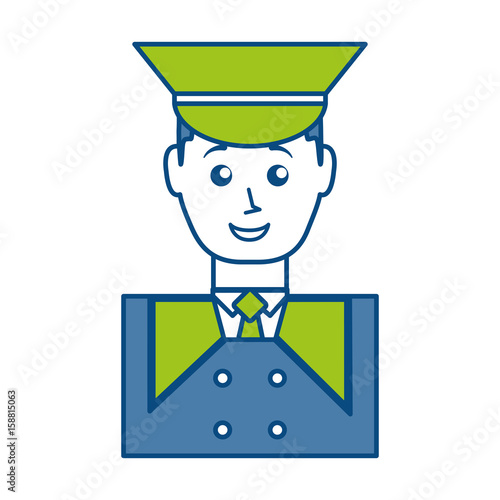 cartoon bellboy man icon over white background colorful design vector illustration
