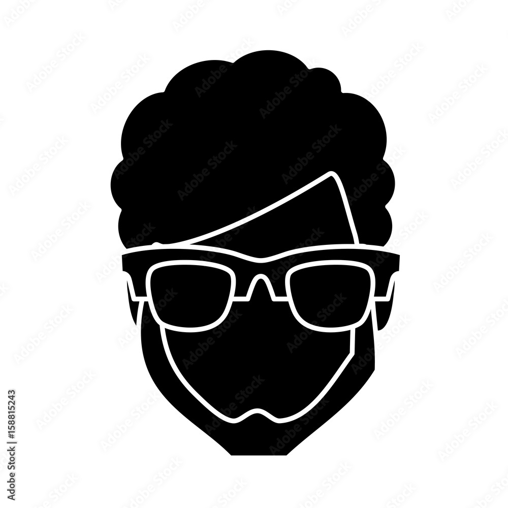 hipster man with glasses icon over white background vector illustration