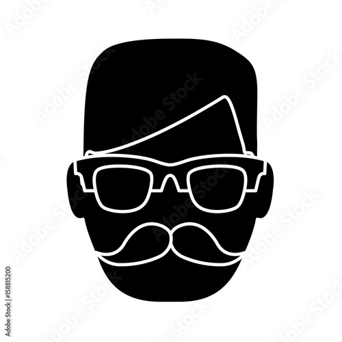 hipster man with glasses icon over white background vector illustration