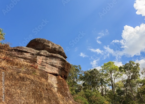 Big rocks on the mountain with the sky