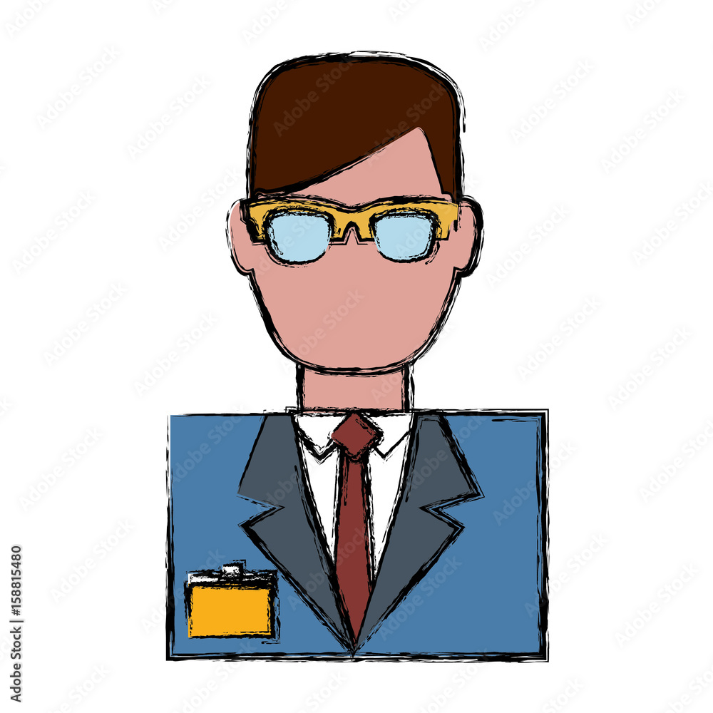 hotel receptionist man icon over white background colorful design vector illustration