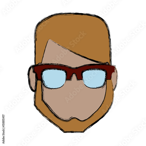 hipster man with glasses icon over white background colorful design vector illustration