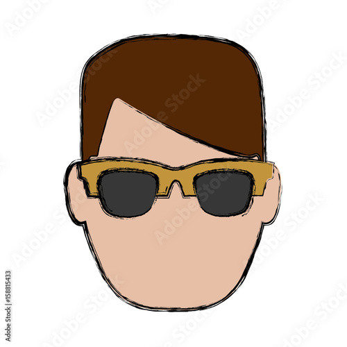 hipster man with glasses icon over white background colorful design vector illustration
