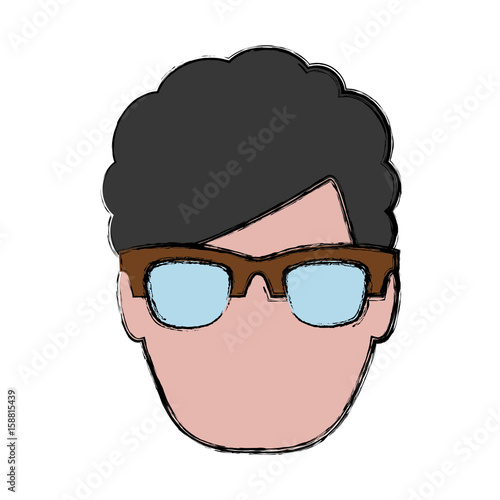 hipster man with glasses icon over white background colorful design vector illustration