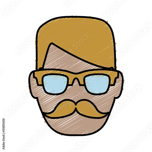 hipster man with glasses icon over white background colorful design vector illustration