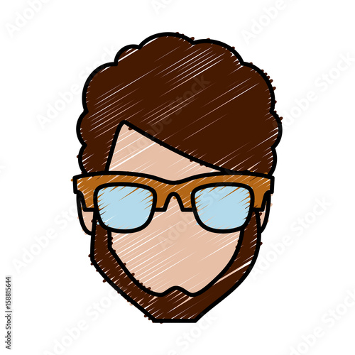 hipster man with glasses icon over white background colorful design vector illustration