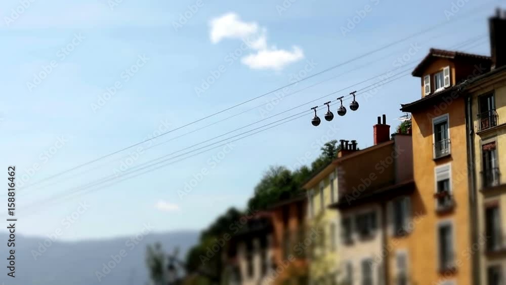 View of the city of Grenoble with cable cars View of the city of Grenoble with cable cars
