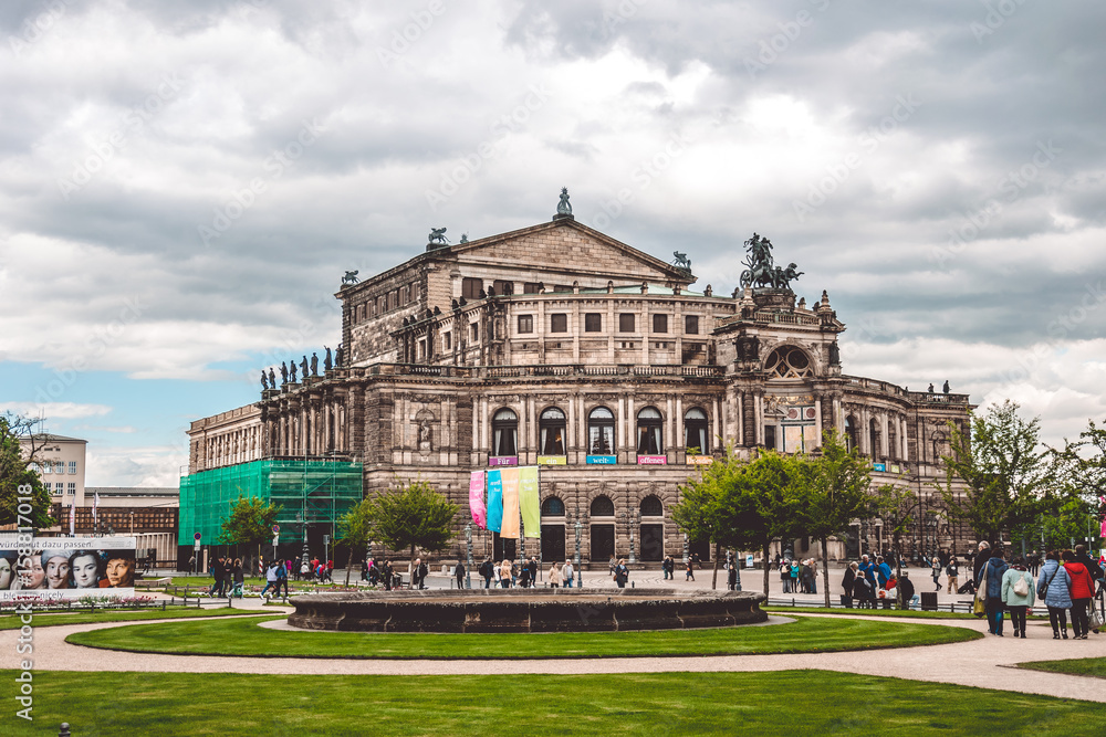 High art. City square and the State Opera in Dresden