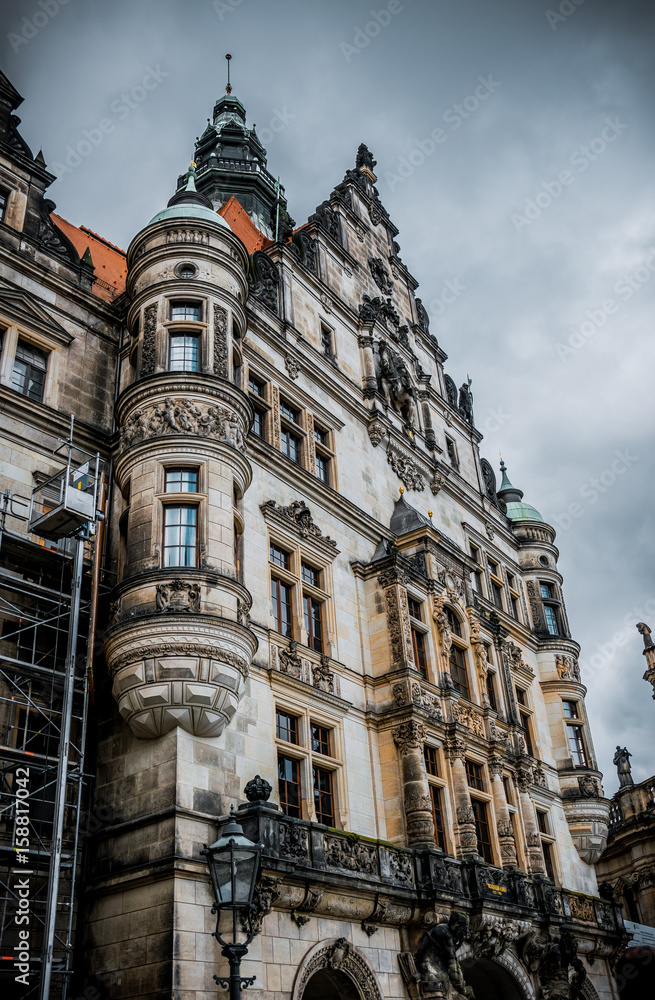 Historical sights of Dresden. The majestic facade of the ancient royal palace - Dresden Castle