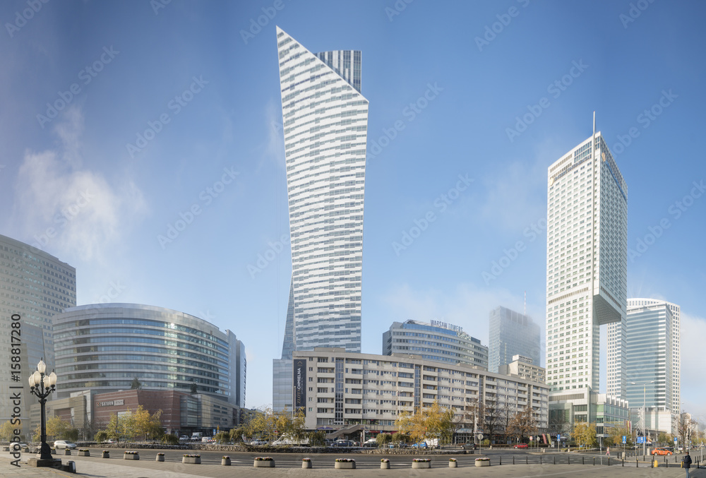 Warsaw,Poland October 2016:Warsaw city with skyscrapers