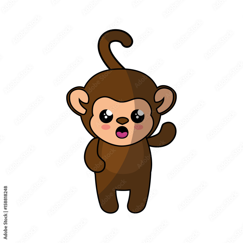 Fototapeta premium Monkey kawaii cartoon icon vector illustration graphic design