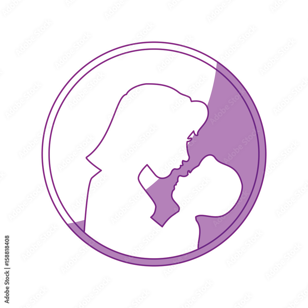Mom with baby silhouette icon vector illustration graphic design