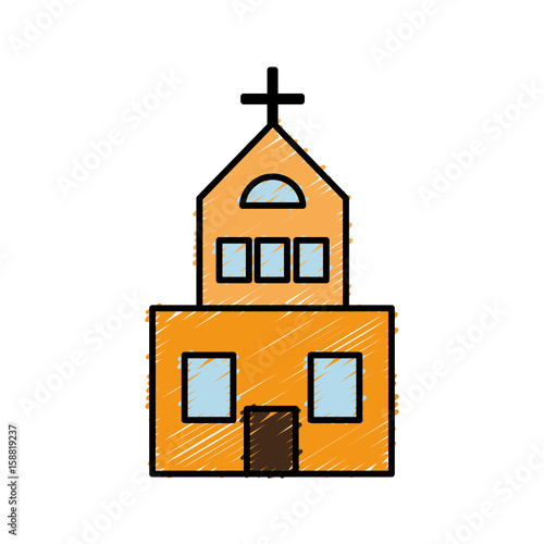 church building icon over white background vector illustration