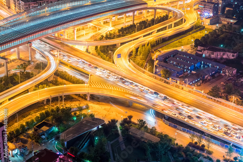 city interchange closeup with traffic congestion © chungking