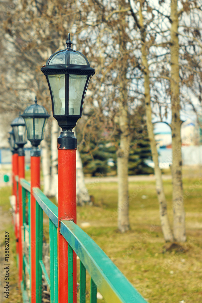 street lights on the fence