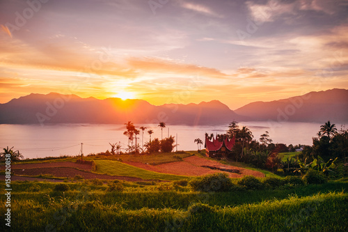 Dramatic Sunset Over The Lake