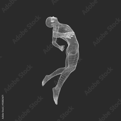 Hovering in Air. Man Floating in the Air. 3D Model of Man. Human Body. Design Element. Vector Illustration. photo