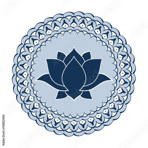 Hand drawn Lotus with mandala. Oriental ornaments for greeting card, invitation, yoga poster, coloring book.