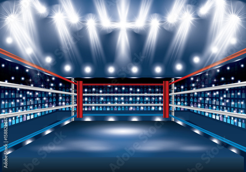 Boxing Ring with Spotlights.