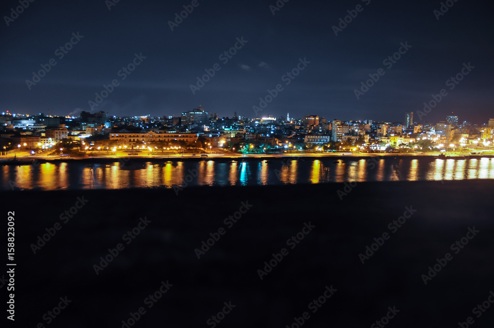 Havana, Cuba - Jay 13, 2015; night city view 