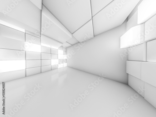Simple empty room interior with lamps. 3D rendering
