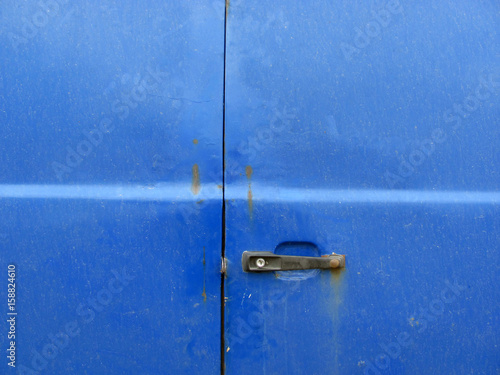 Blue car back door, background, texture photo