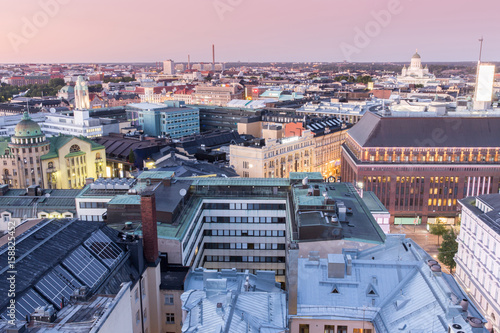 Schilderij op canvas Dusk Over Helsinki Rooftops