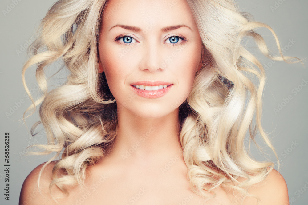 Nice Blonde Woman Fashion Model with Blowing Hair Nice Blonde Woman Fashion Model with Blowing Hair
