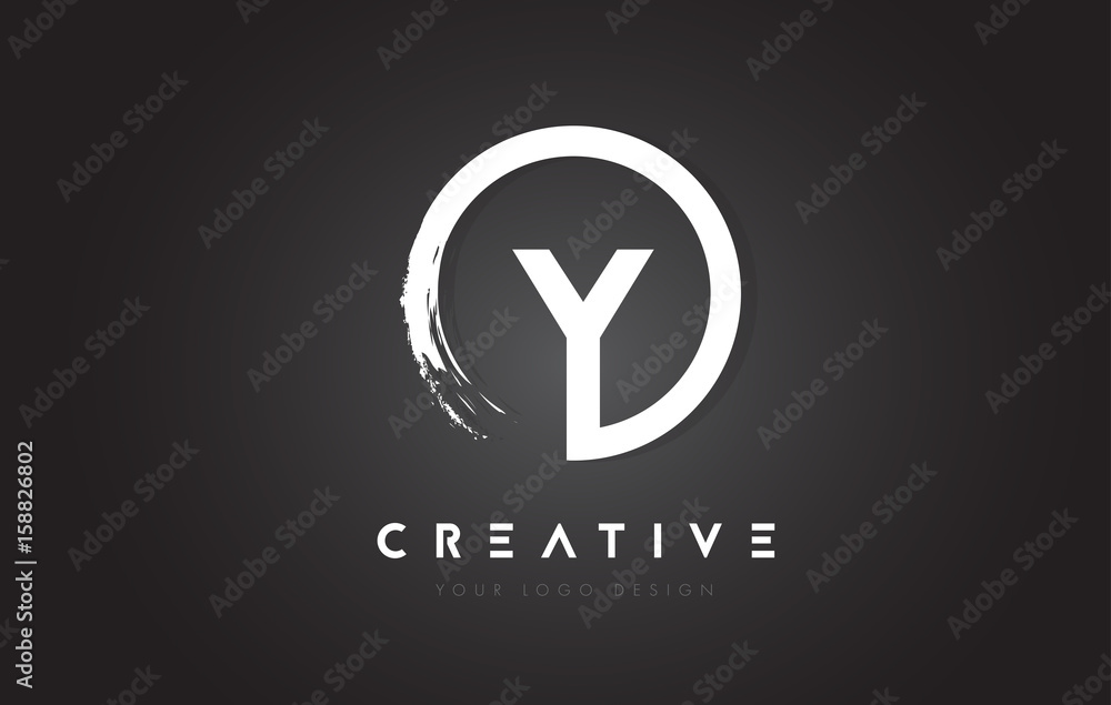 Y Circular Letter Logo with Circle Brush Design and Black Background. Y Circular Letter Logo with Circle Brush Design and Black Background.