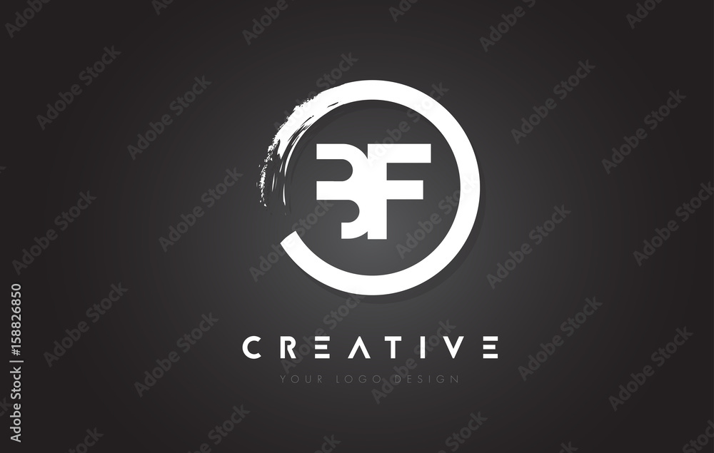 BF Circular Letter Logo with Circle Brush Design and Black Background. BF Circular Letter Logo with Circle Brush Design and Black Background.