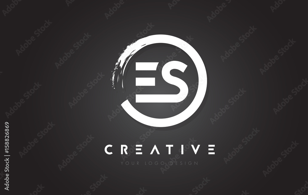 ES Circular Letter Logo with Circle Brush Design and Black Background. ES Circular Letter Logo with Circle Brush Design and Black Background.