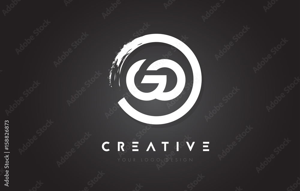 GO Circular Letter Logo with Circle Brush Design and Black Background.