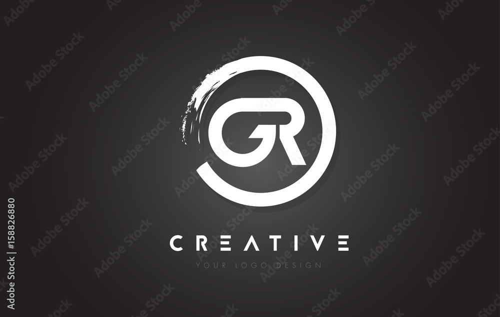 GR Circular Letter Logo with Circle Brush Design and Black Background. GR Circular Letter Logo with Circle Brush Design and Black Background.