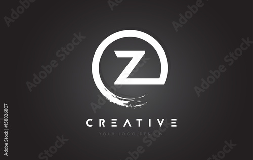 Z Circular Letter Logo with Circle Brush Design and Black Background.